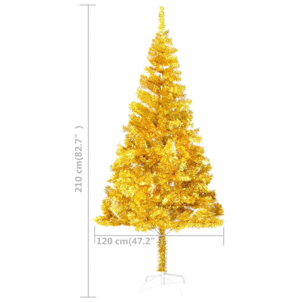 Artificial Pre-lit Christmas Tree with Stand Gold 82.7" PET