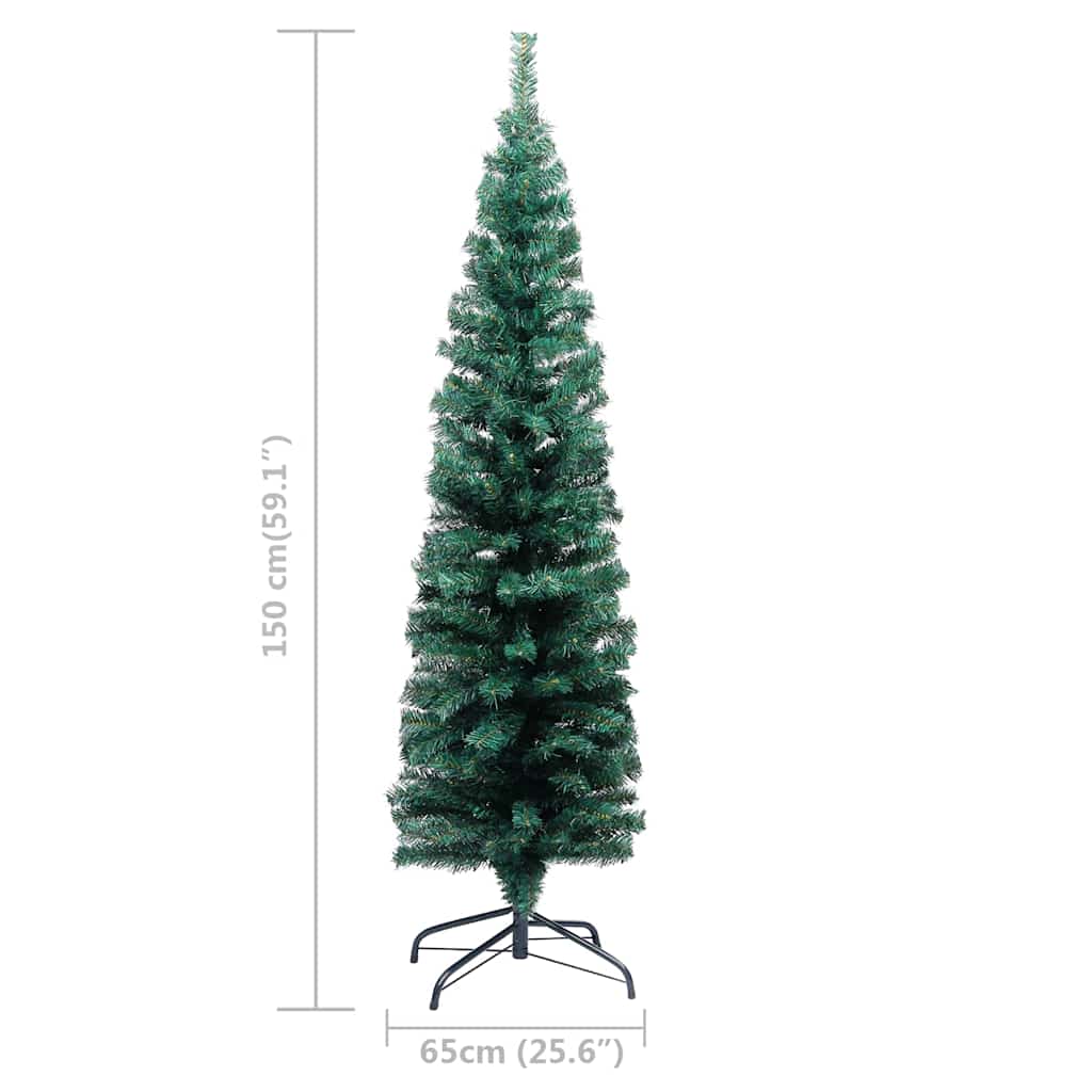 Slim Artificial Pre-lit Christmas Tree with Ball Set Green 59.1