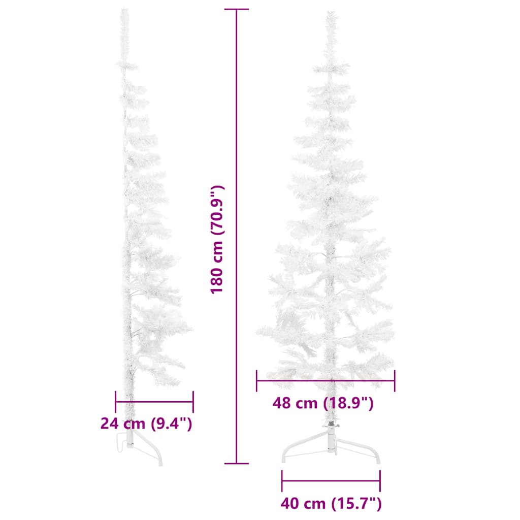 Slim Artificial Half Christmas Tree with Stand White 6 ft
