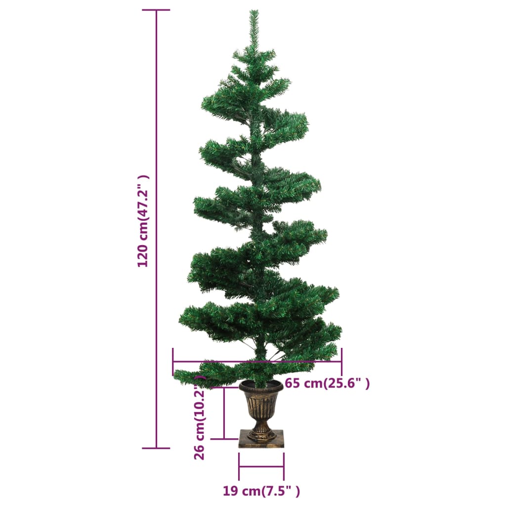 Swirl Pre-lit Christmas Tree with Pot Green 4 ft PVC
