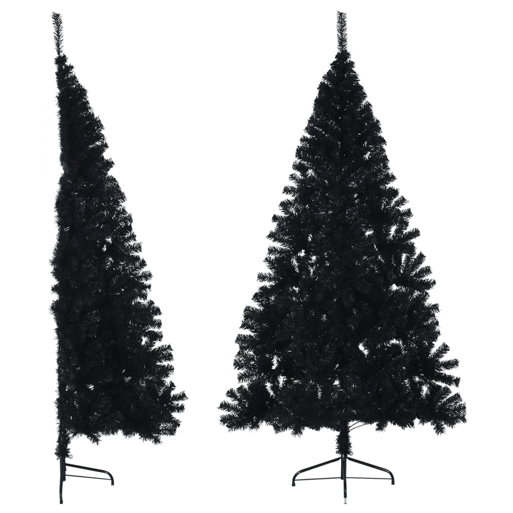 Artificial Half Christmas Tree with Stand Black 8 ft PVC