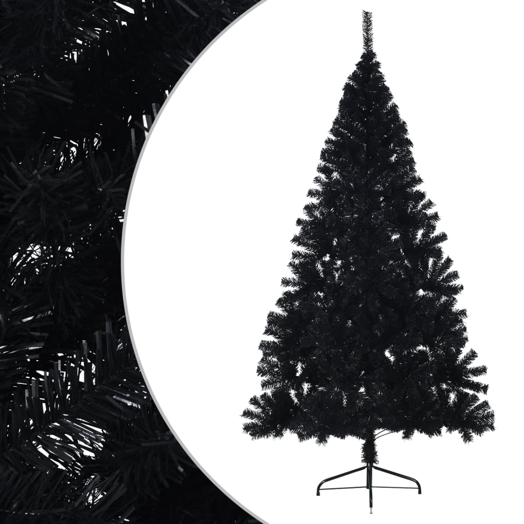 Artificial Half Christmas Tree with Stand Black 8 ft PVC