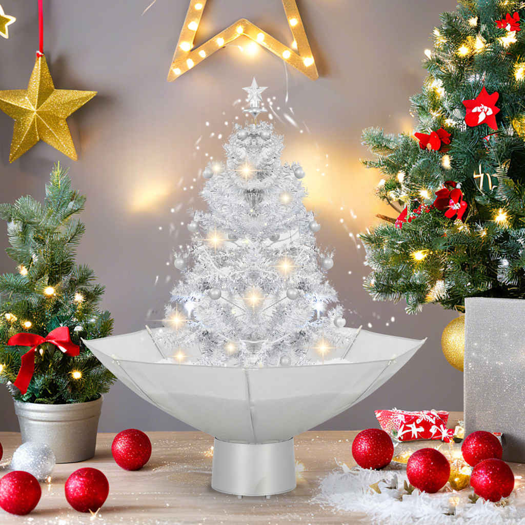 Snowing Christmas Tree with Umbrella Base White 2 ft