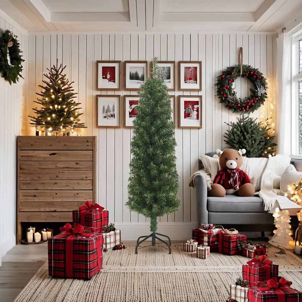 Slim Artificial Christmas Tree with Stand Green 6 ft PVC