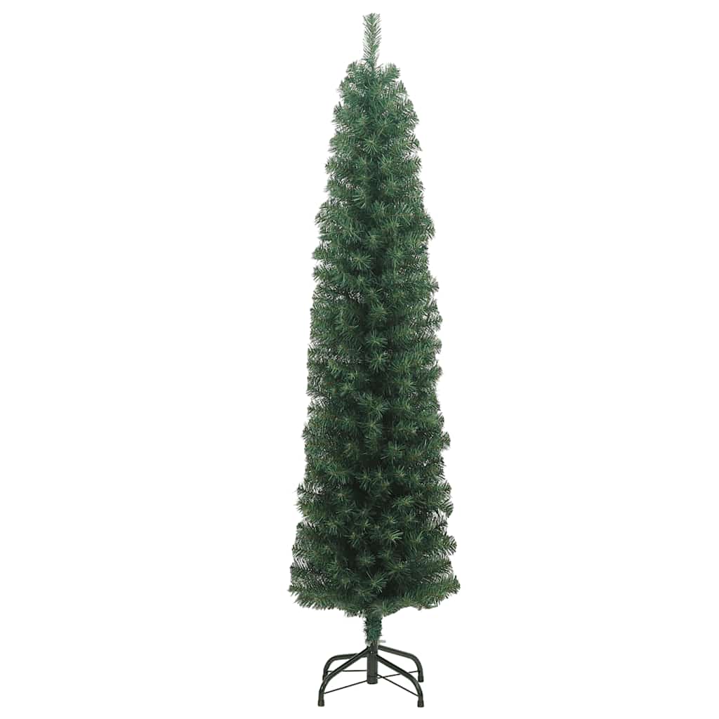 Slim Artificial Christmas Tree with Stand Green 7 ft PVC