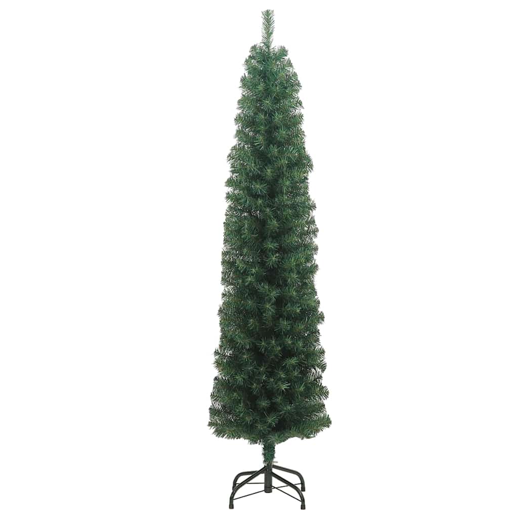 Slim Artificial Christmas Tree with Stand Green 8 ft PVC