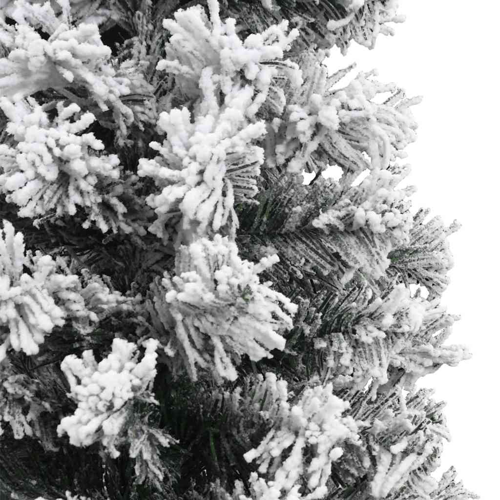 Slim Artificial Christmas Tree with Flocked Snow Green 6 ft PVC