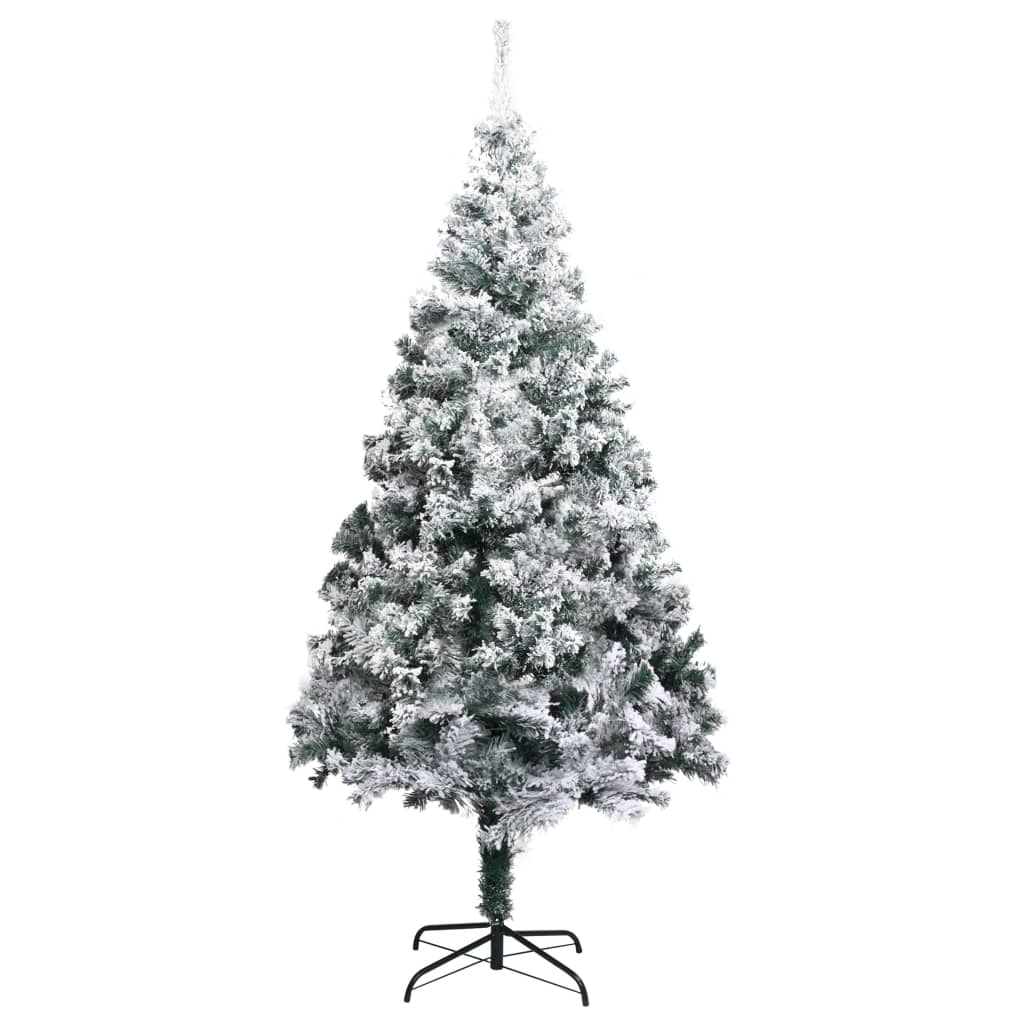 Artificial Christmas Tree with Flocked Snow Green 8 ft PVC