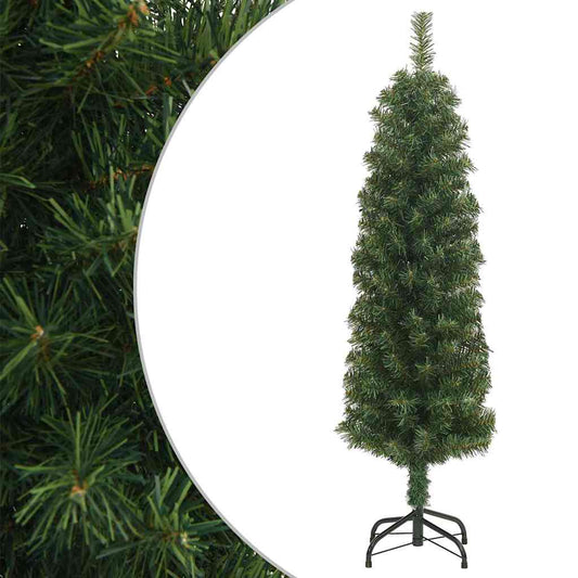 Slim Artificial Christmas Tree with Stand Green 4 ft PVC