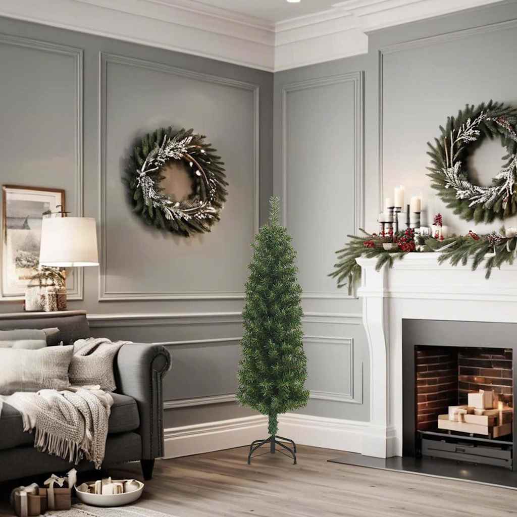 Slim Artificial Christmas Tree with Stand Green 4 ft PVC