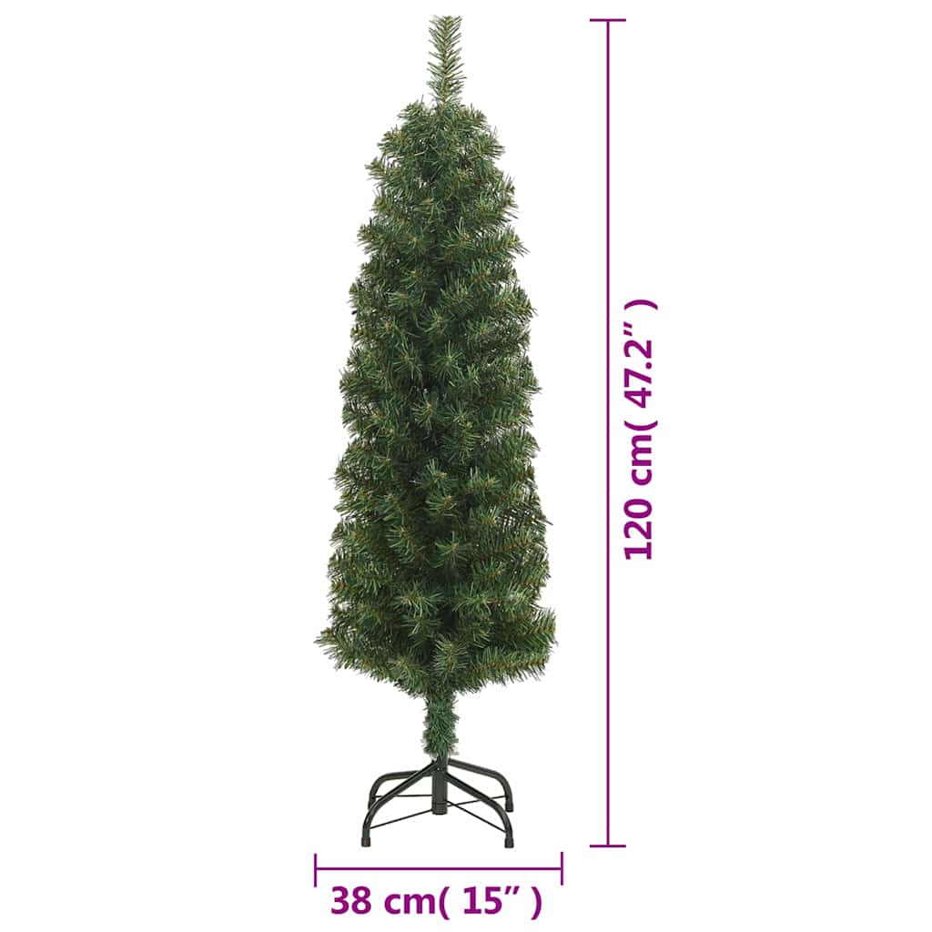 Slim Artificial Christmas Tree with Stand Green 4 ft PVC