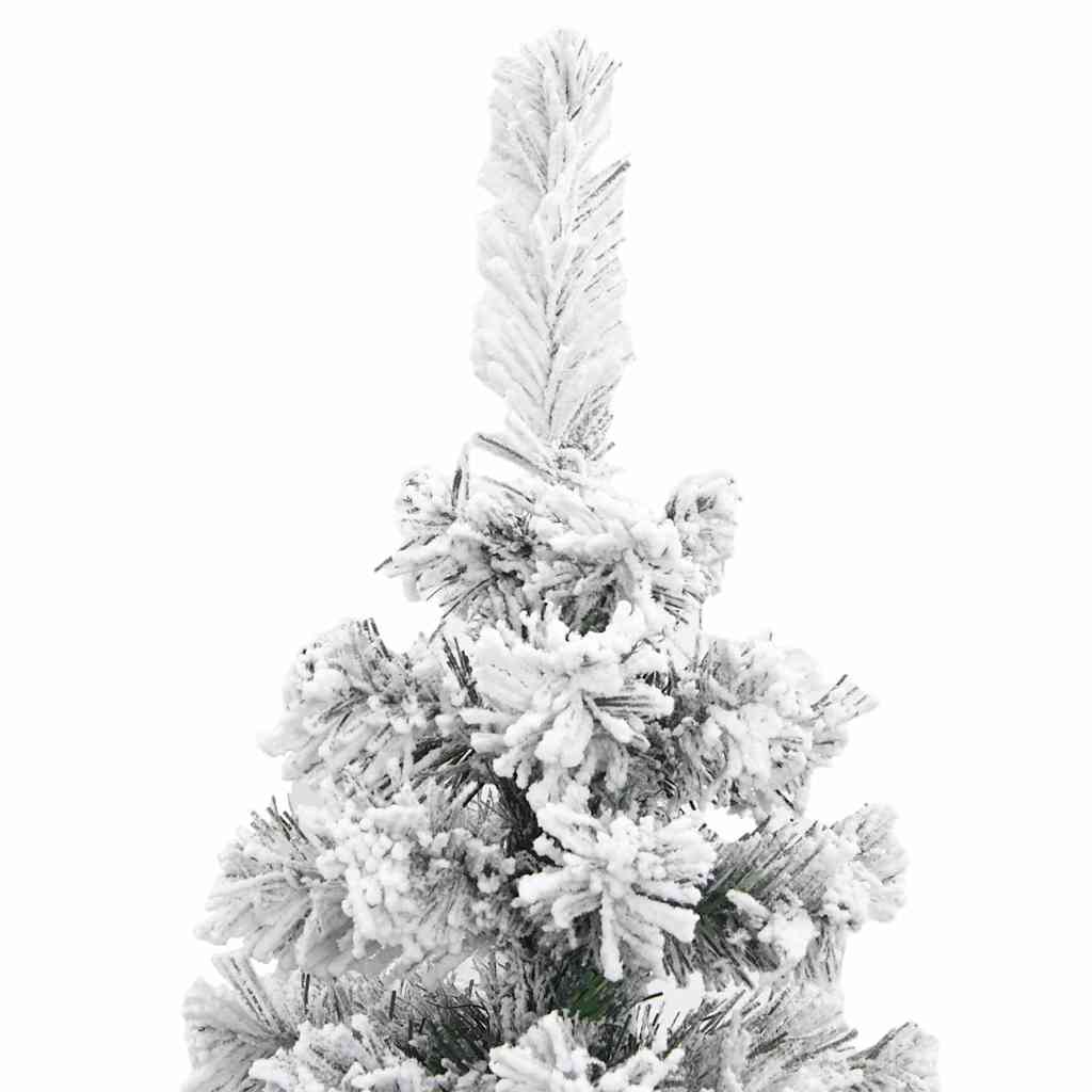 Slim Artificial Christmas Tree with Flocked Snow Green 4 ft PVC