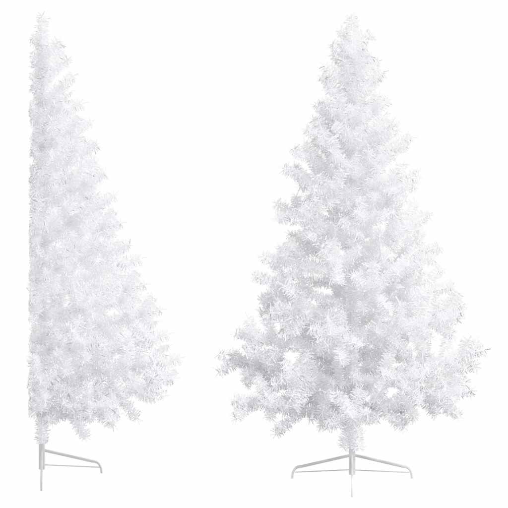 Artificial Half Pre-lit Christmas Tree with Stand White 70.9" PVC