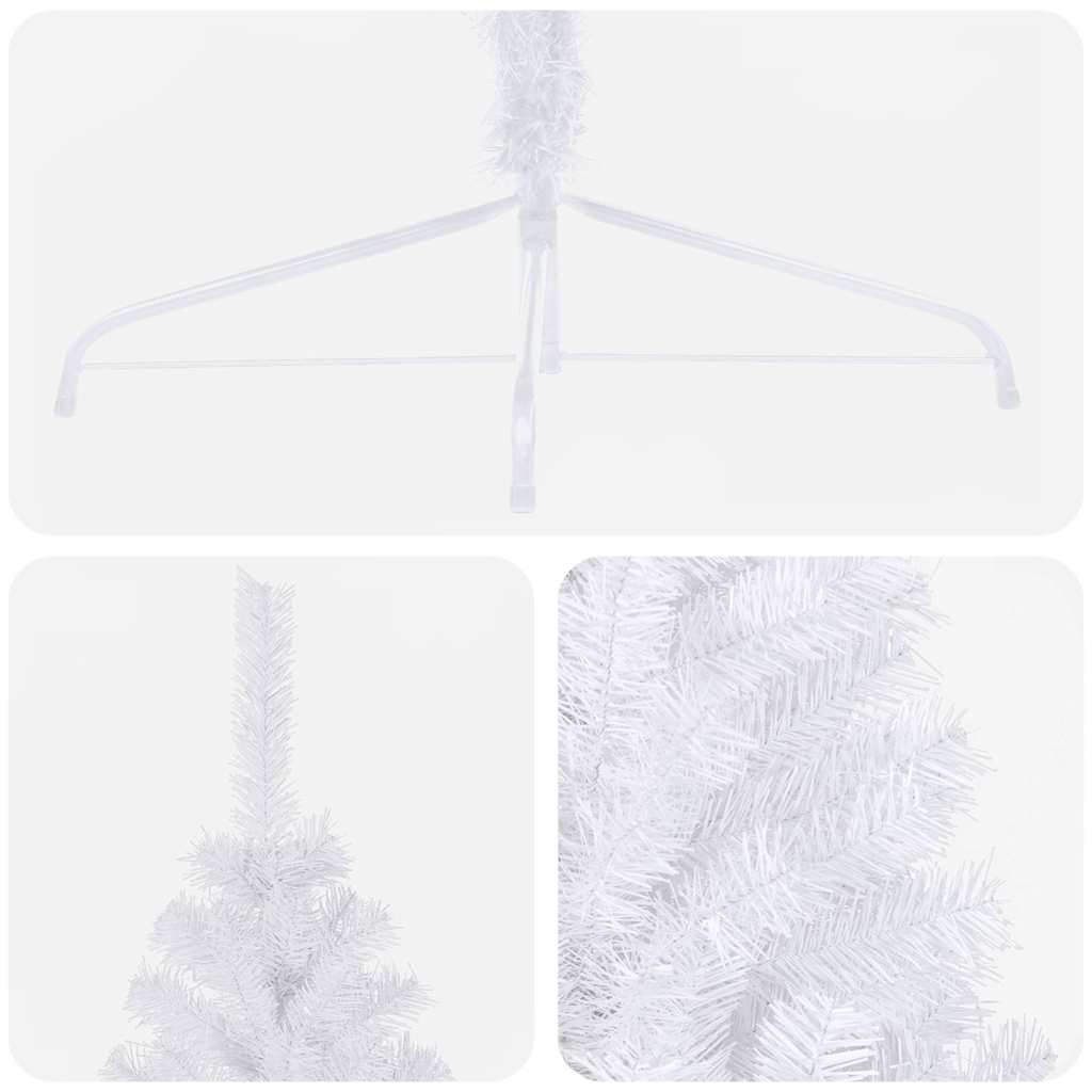 Artificial Half Pre-lit Christmas Tree with Stand White 70.9" PVC