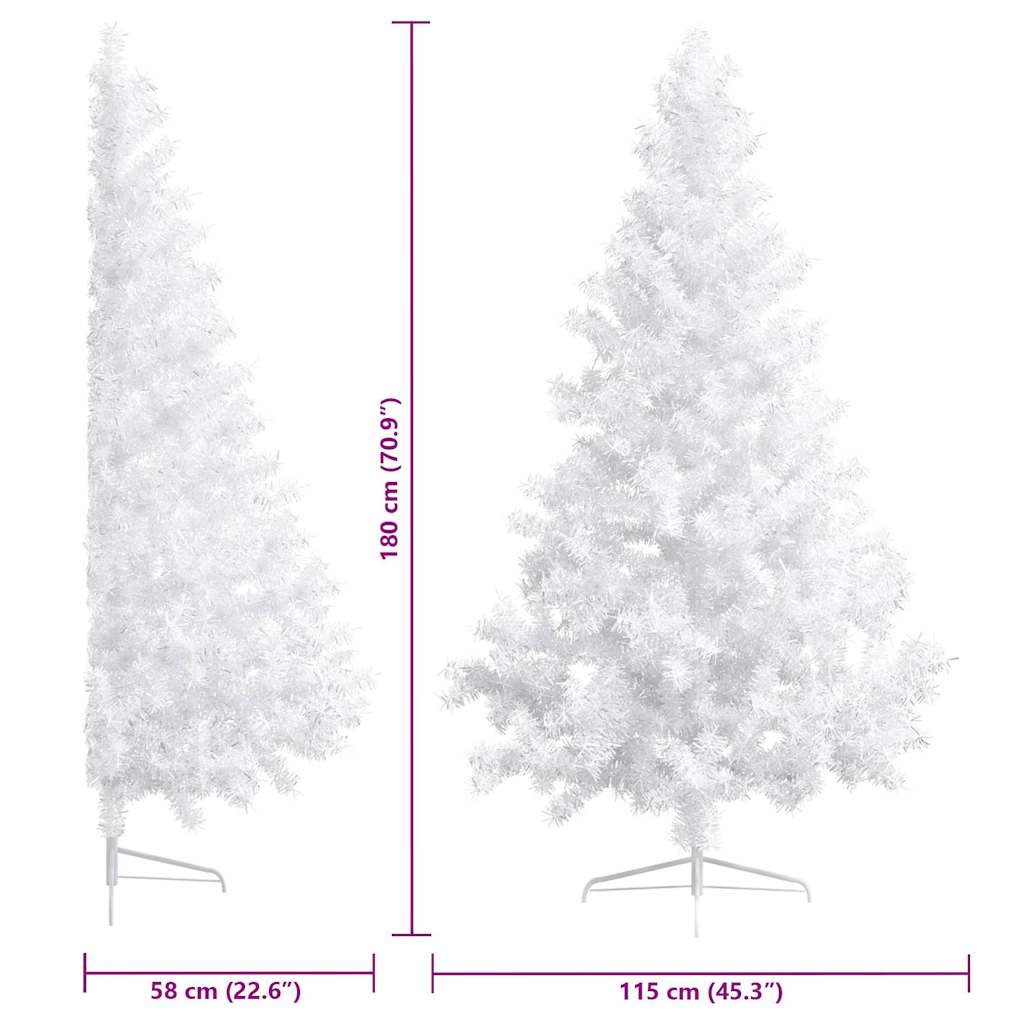 Artificial Half Pre-lit Christmas Tree with Stand White 70.9" PVC