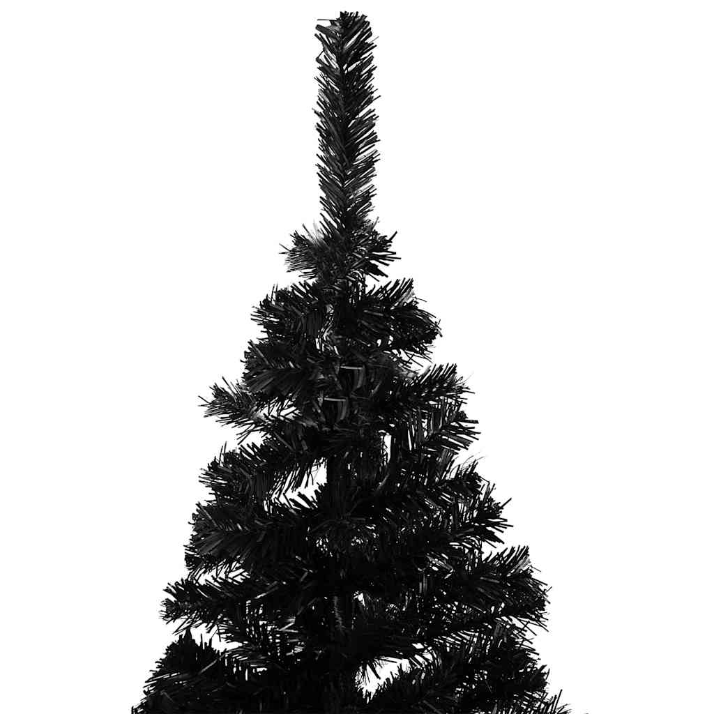 Artificial Pre-lit Christmas Tree with Stand Black 94.5" PVC