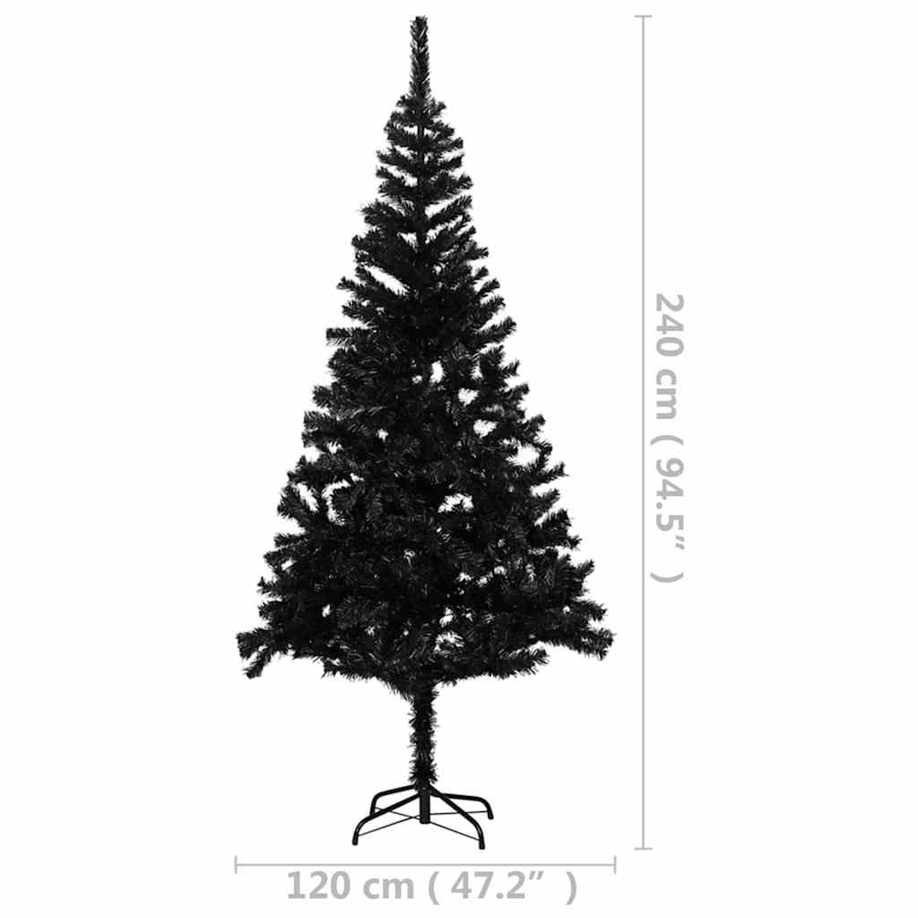 Artificial Pre-lit Christmas Tree with Stand Black 94.5" PVC