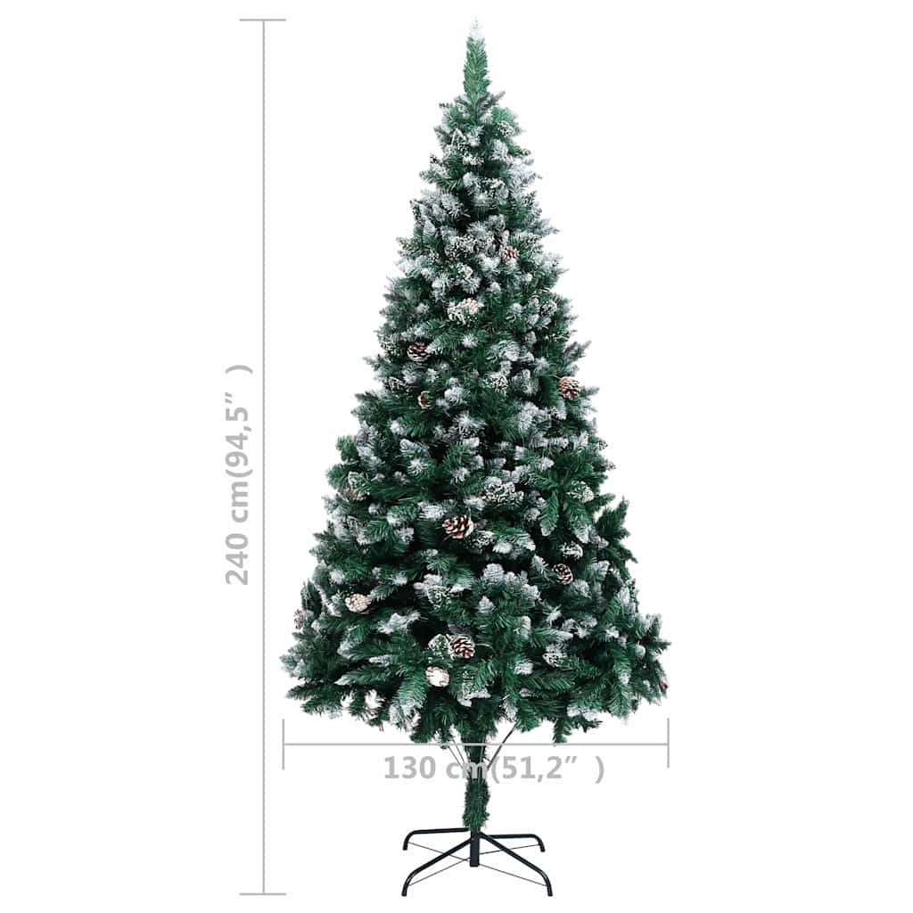 Artificial Christmas Tree LEDs&Pine Cones&White Snow 94.5
