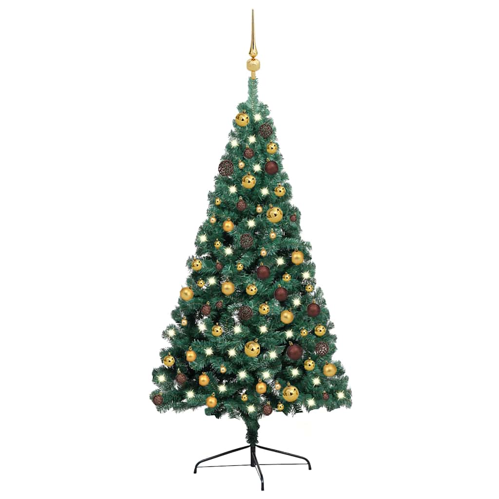 Artificial Half Pre-lit Christmas Tree with Ball Set Green 47.2
