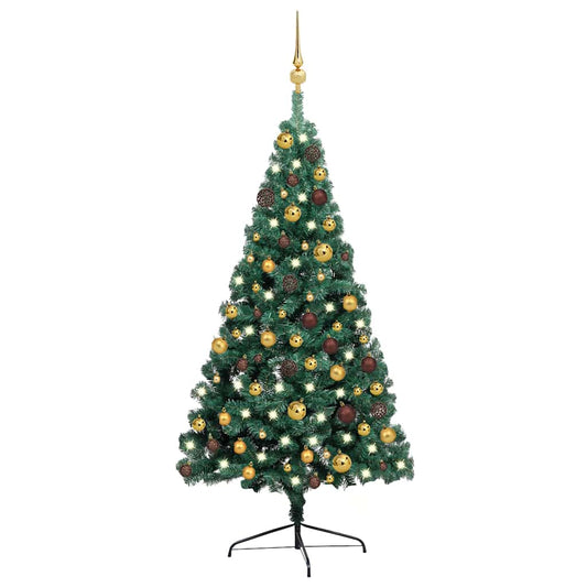 Artificial Half Pre-lit Christmas Tree with Ball Set Green 47.2