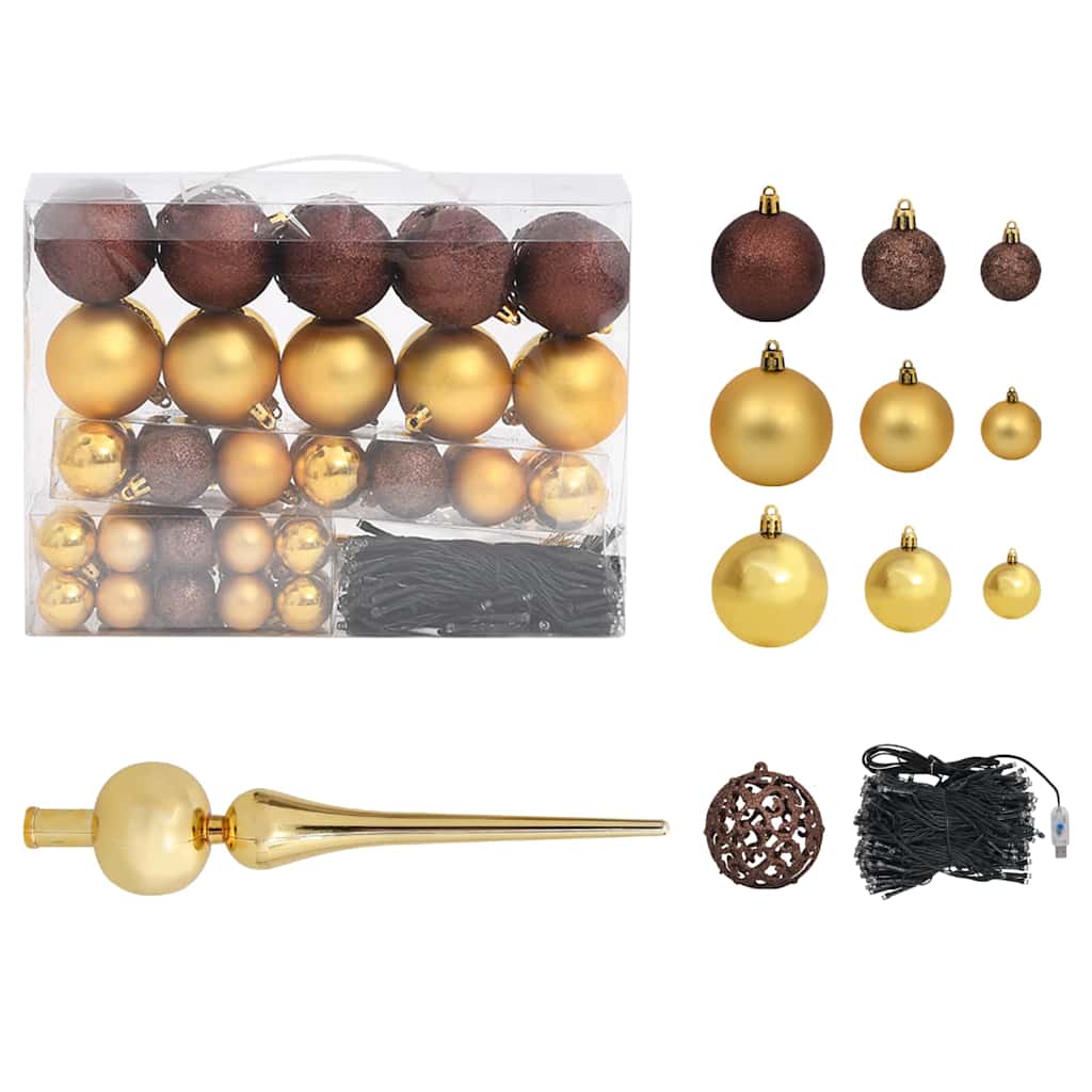 Artificial Pre-lit Christmas Tree with Ball Set Gold 82.7" PET