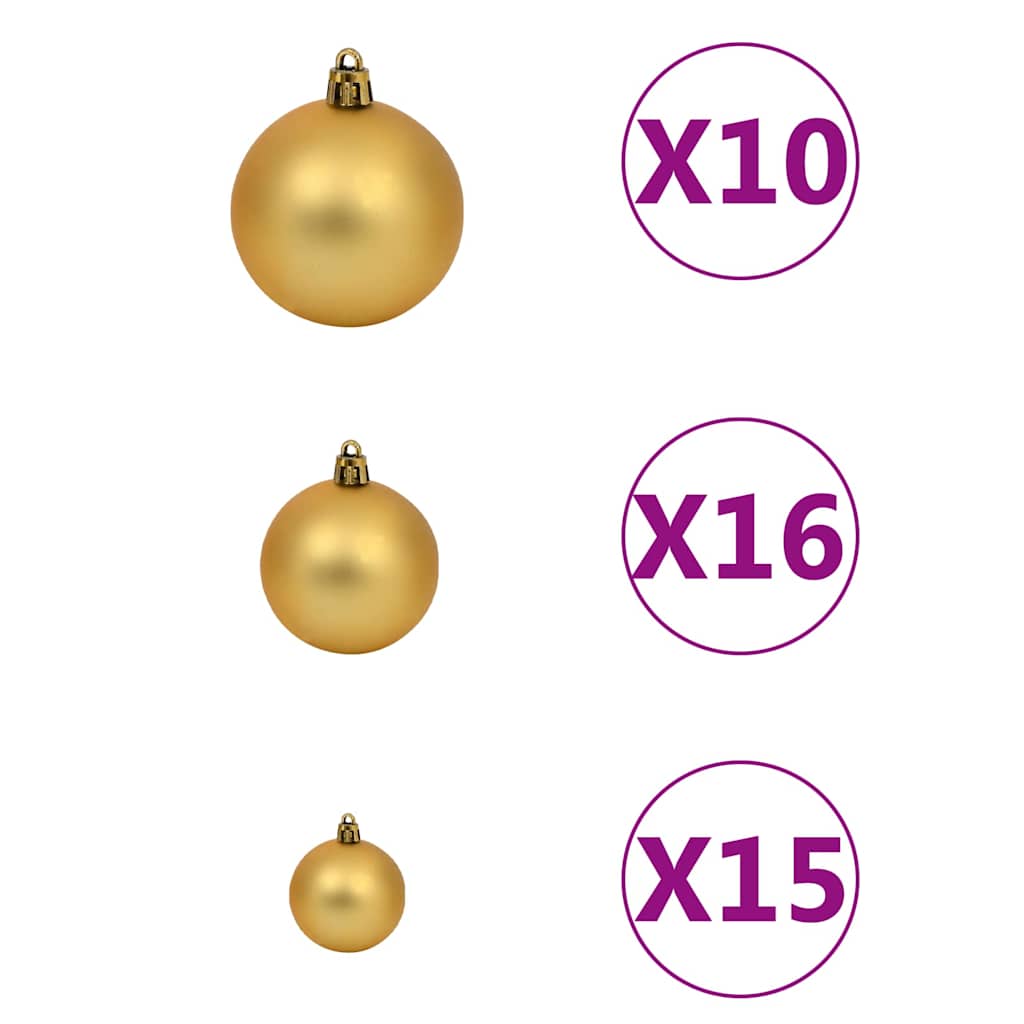 Artificial Pre-lit Christmas Tree with Ball Set Gold 82.7" PET