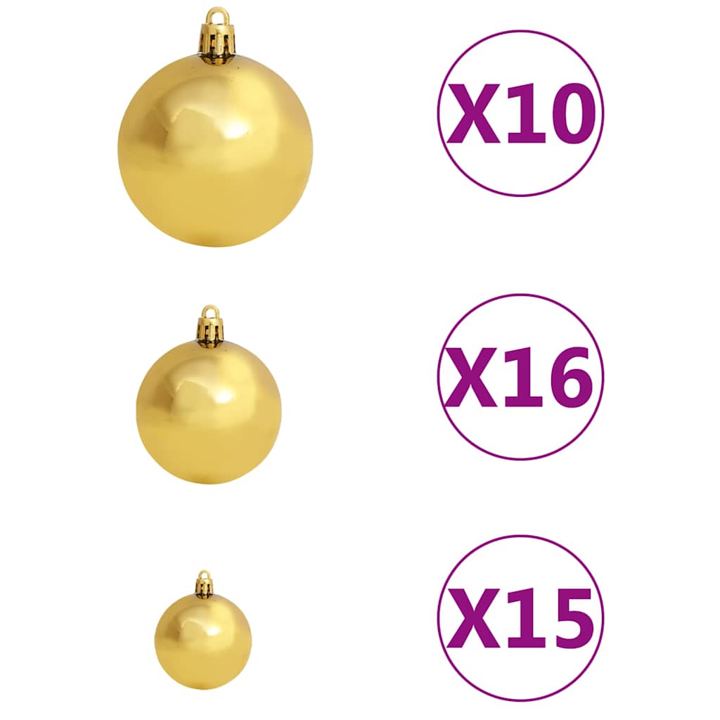 Artificial Pre-lit Christmas Tree with Ball Set Gold 82.7" PET