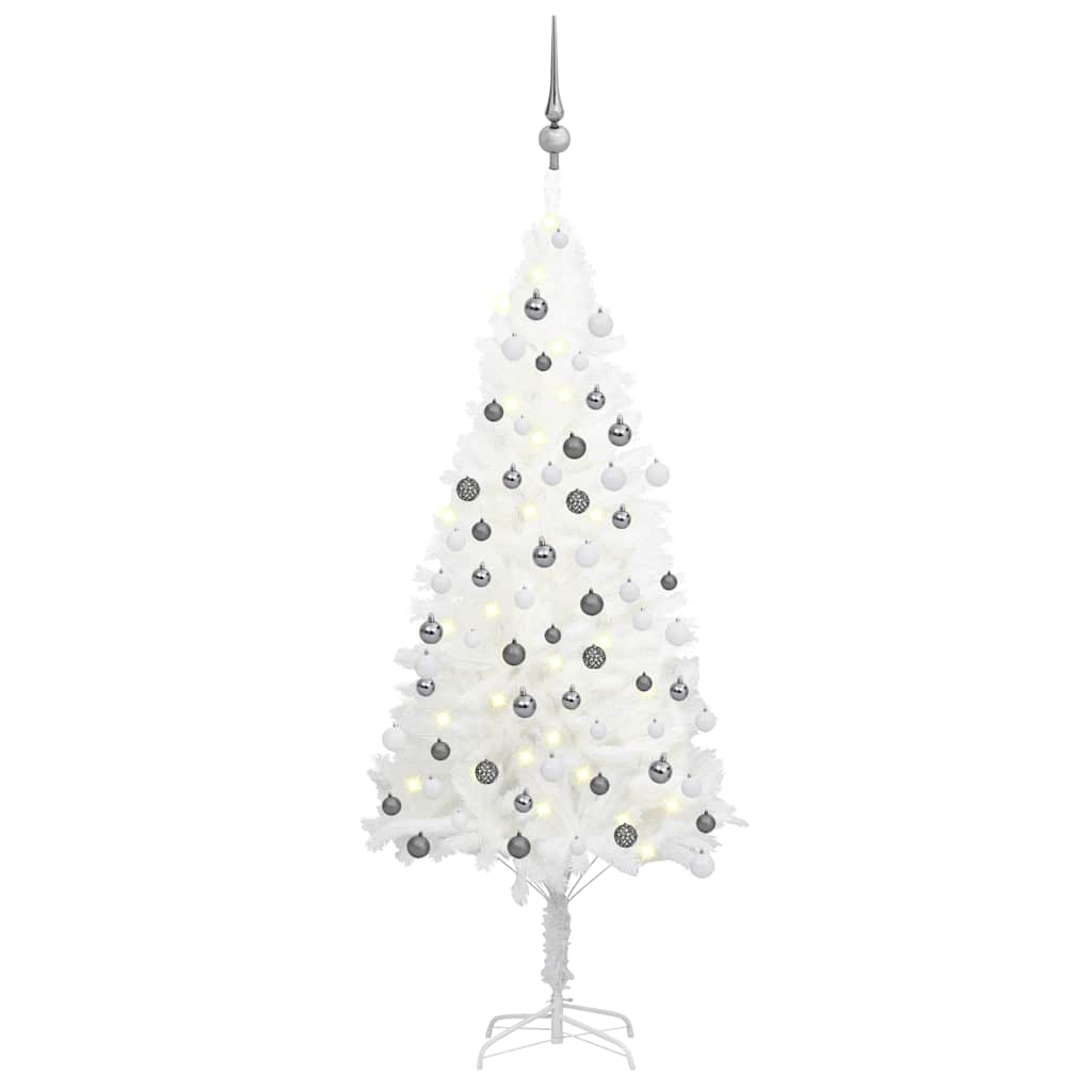 Deluxe Pre-lit Christmas Tree with Ball Set White 47.2"