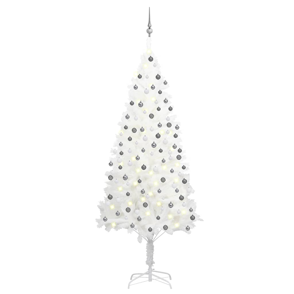 Deluxe Pre-lit Christmas Tree with Ball Set White 82.7"