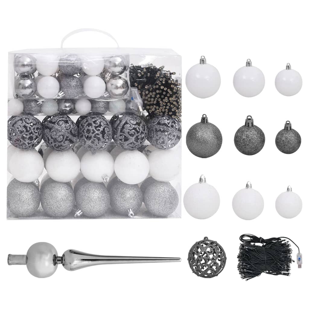 Deluxe Pre-lit Christmas Tree with Ball Set White 94.5"