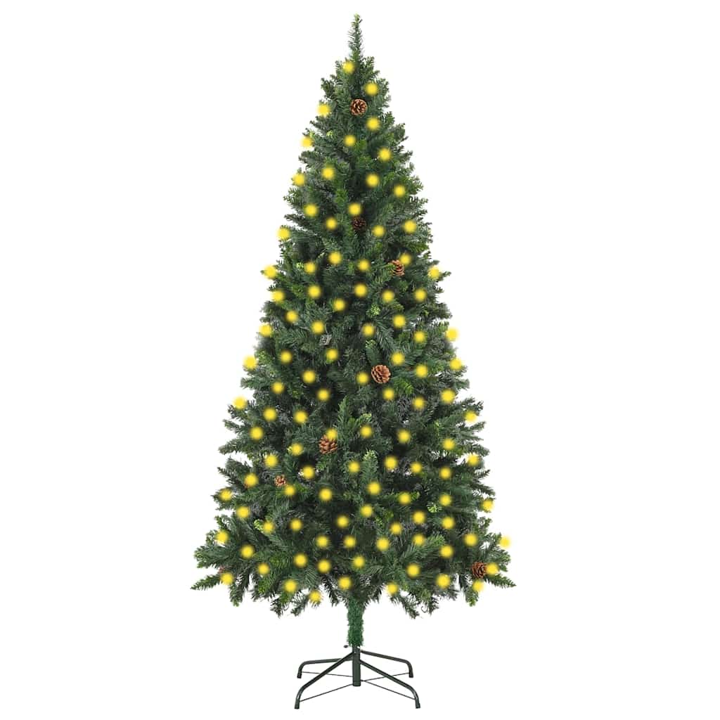 Artificial Pre-lit Christmas Tree with Pine Cones Green 82.7