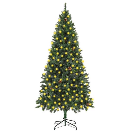 Artificial Pre-lit Christmas Tree with Pine Cones Green 82.7