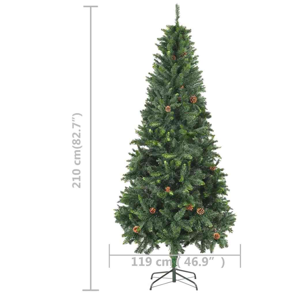 Artificial Pre-lit Christmas Tree with Pine Cones Green 82.7