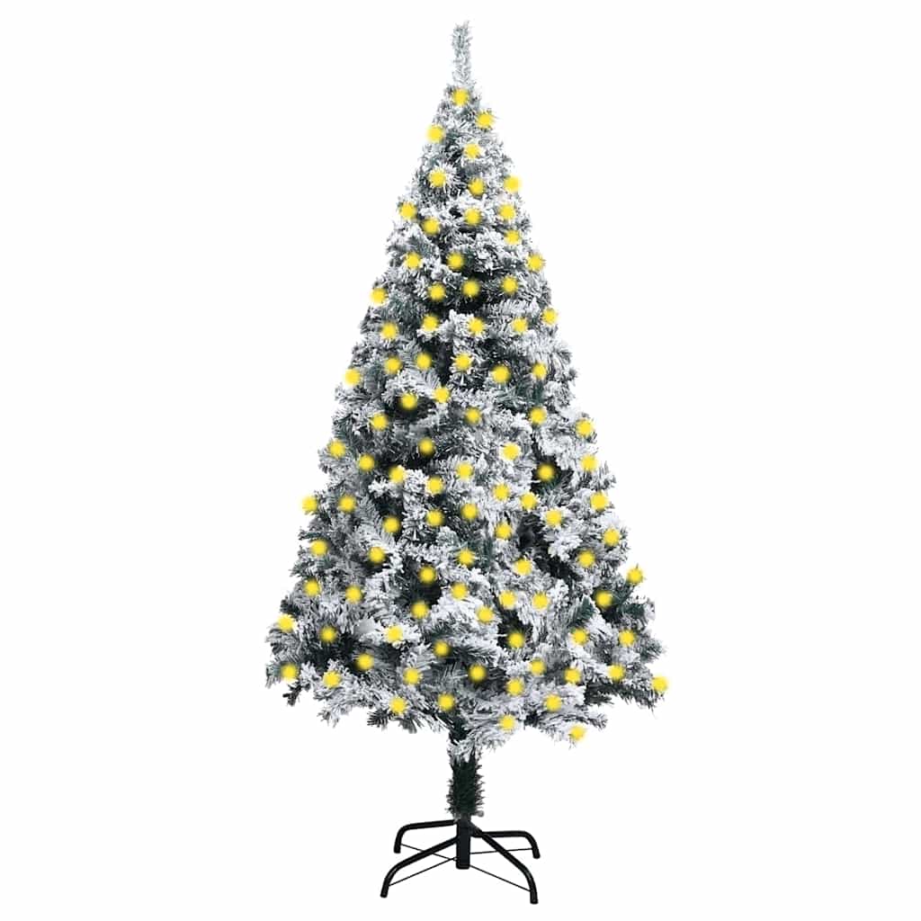 Artificial Pre-lit Christmas Tree with Flocked Snow Green 82.7