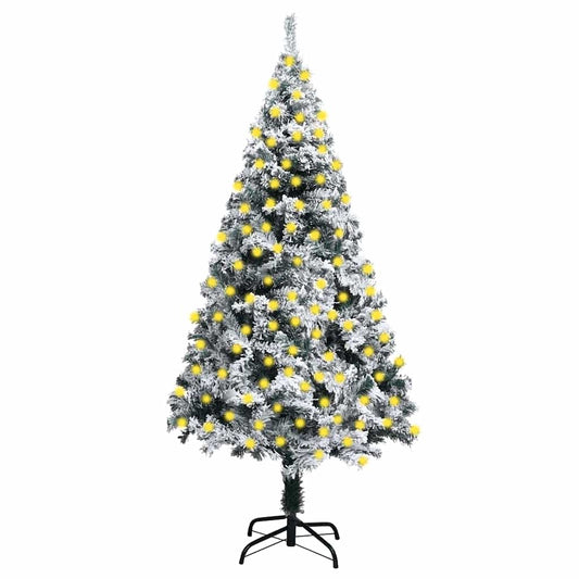 Artificial Pre-lit Christmas Tree with Flocked Snow Green 82.7