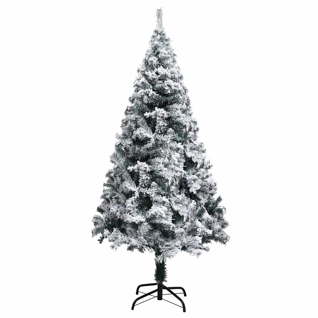 Artificial Pre-lit Christmas Tree with Flocked Snow Green 82.7