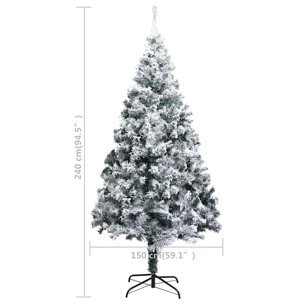 Artificial Pre-lit Christmas Tree with Flocked Snow Green 94.5