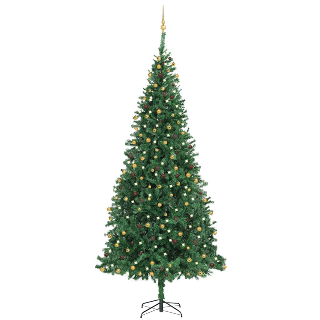 Artificial Pre-lit Christmas Tree with Ball Set LEDs 118.1" Green
