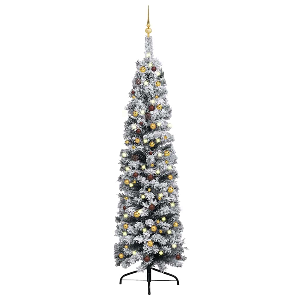 Slim Artificial Pre-lit Christmas Tree with Ball Set Green 94.5