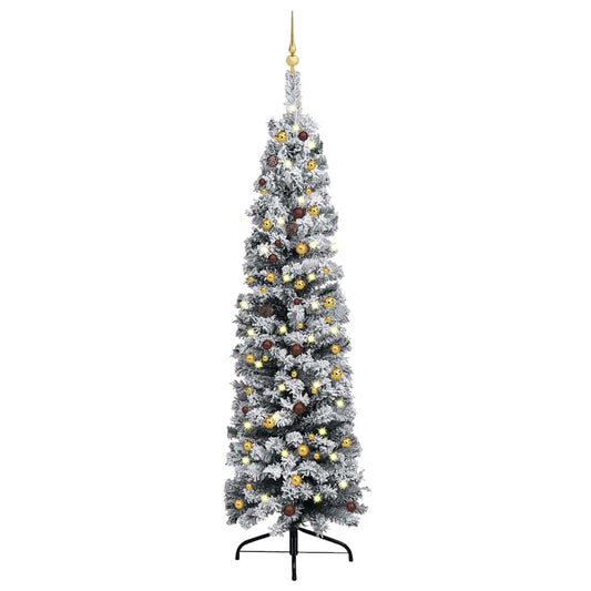 Slim Artificial Pre-lit Christmas Tree with Ball Set Green 94.5