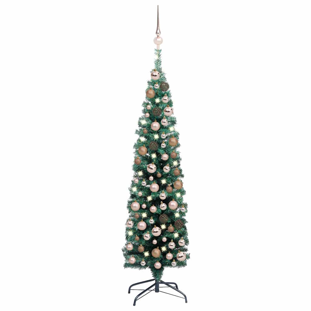 Slim Artificial Pre-lit Christmas Tree with Ball Set Green 47.2