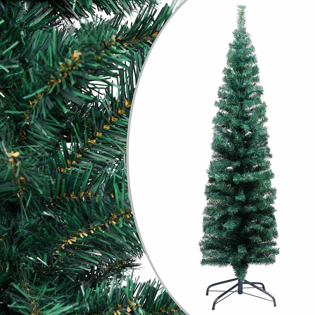 Slim Artificial Pre-lit Christmas Tree with Ball Set Green 47.2