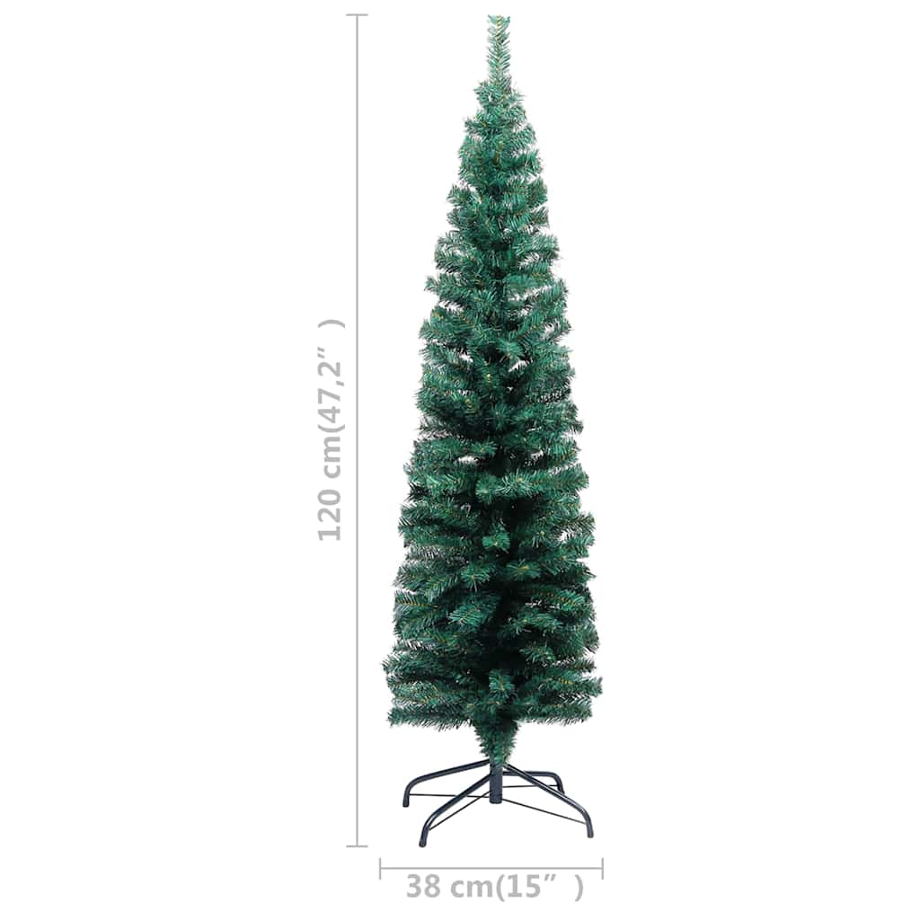 Slim Artificial Pre-lit Christmas Tree with Ball Set Green 47.2