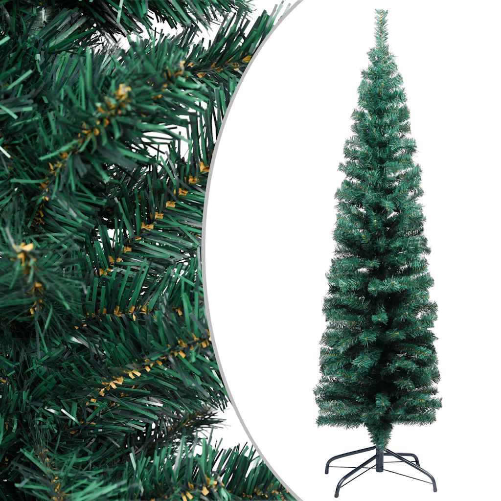 Slim Artificial Pre-lit Christmas Tree with Ball Set Green 59.1