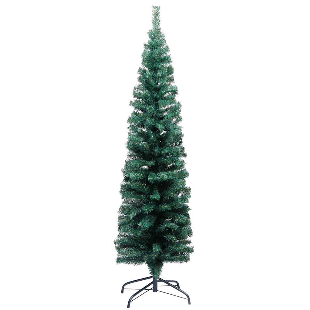 Slim Artificial Pre-lit Christmas Tree with Ball Set Green 59.1