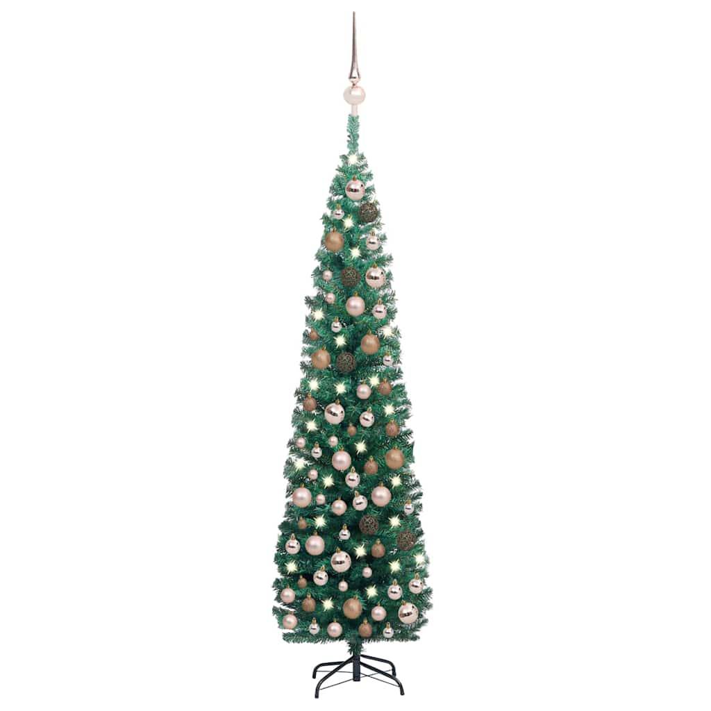 Slim Artificial Pre-lit Christmas Tree with Ball Set Green 70.9