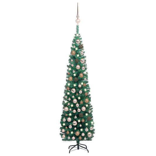 Slim Artificial Pre-lit Christmas Tree with Ball Set Green 70.9