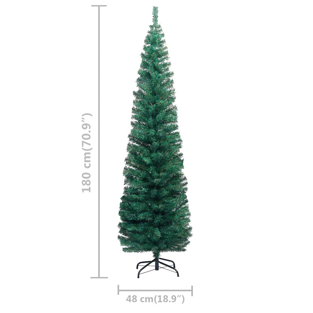 Slim Artificial Pre-lit Christmas Tree with Ball Set Green 70.9