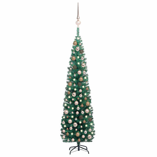 Slim Artificial Pre-lit Christmas Tree with Ball Set Green 94.5