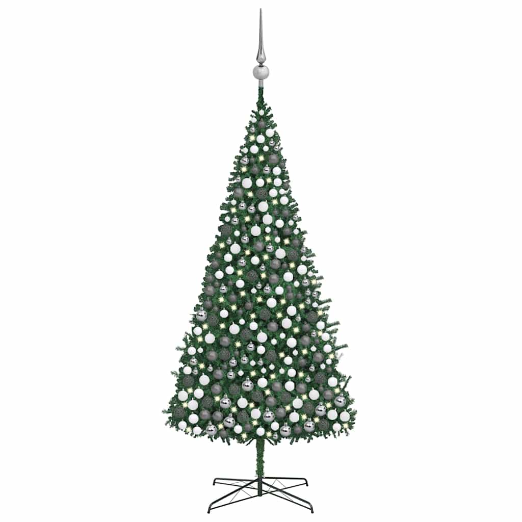 Artificial Pre-lit Christmas Tree with Ball Set LEDs 157.5" Green